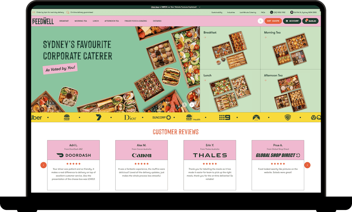 Feedwell website in MacBook Pro 2025