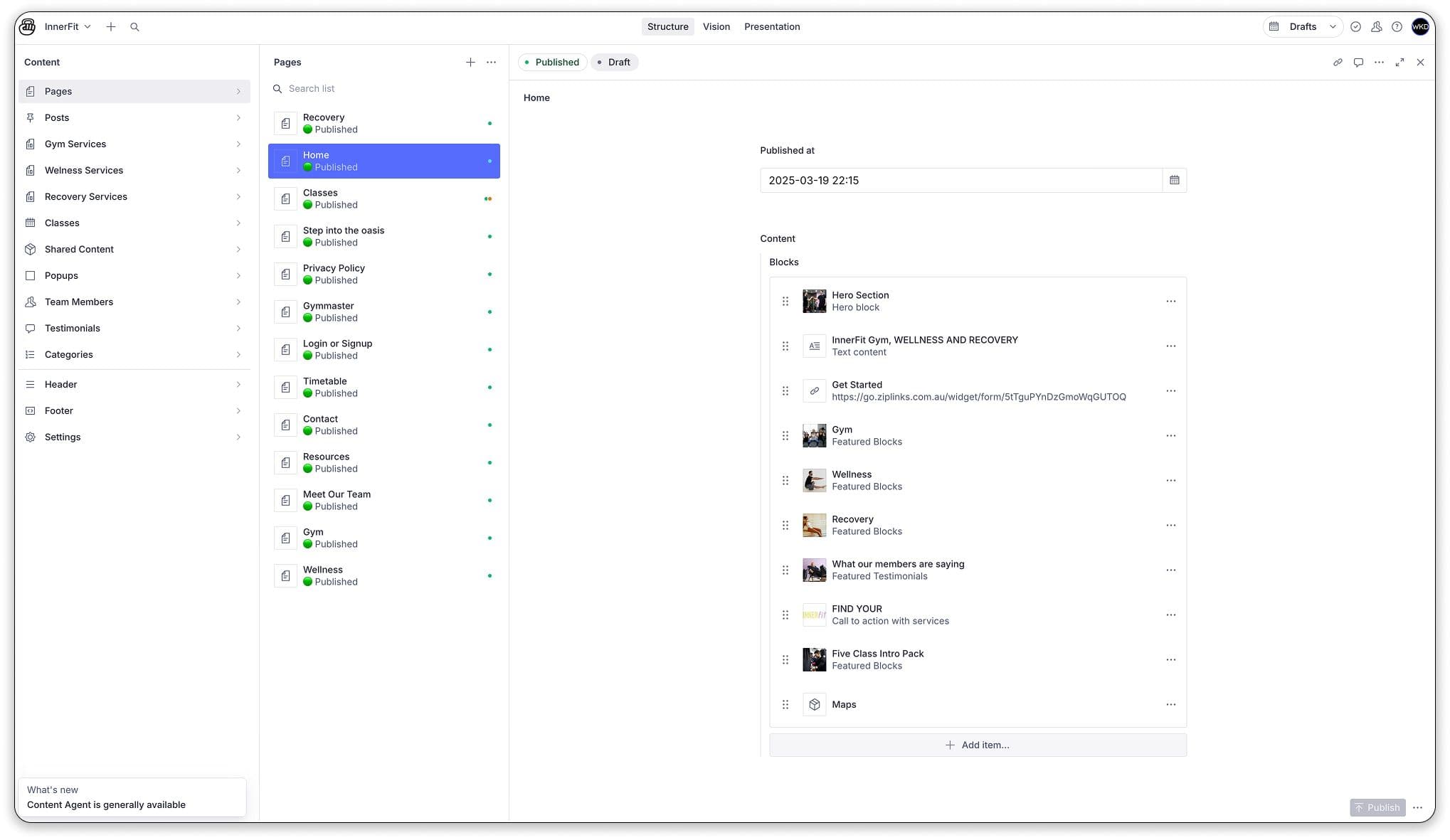 Sanity Interface for InnerFit